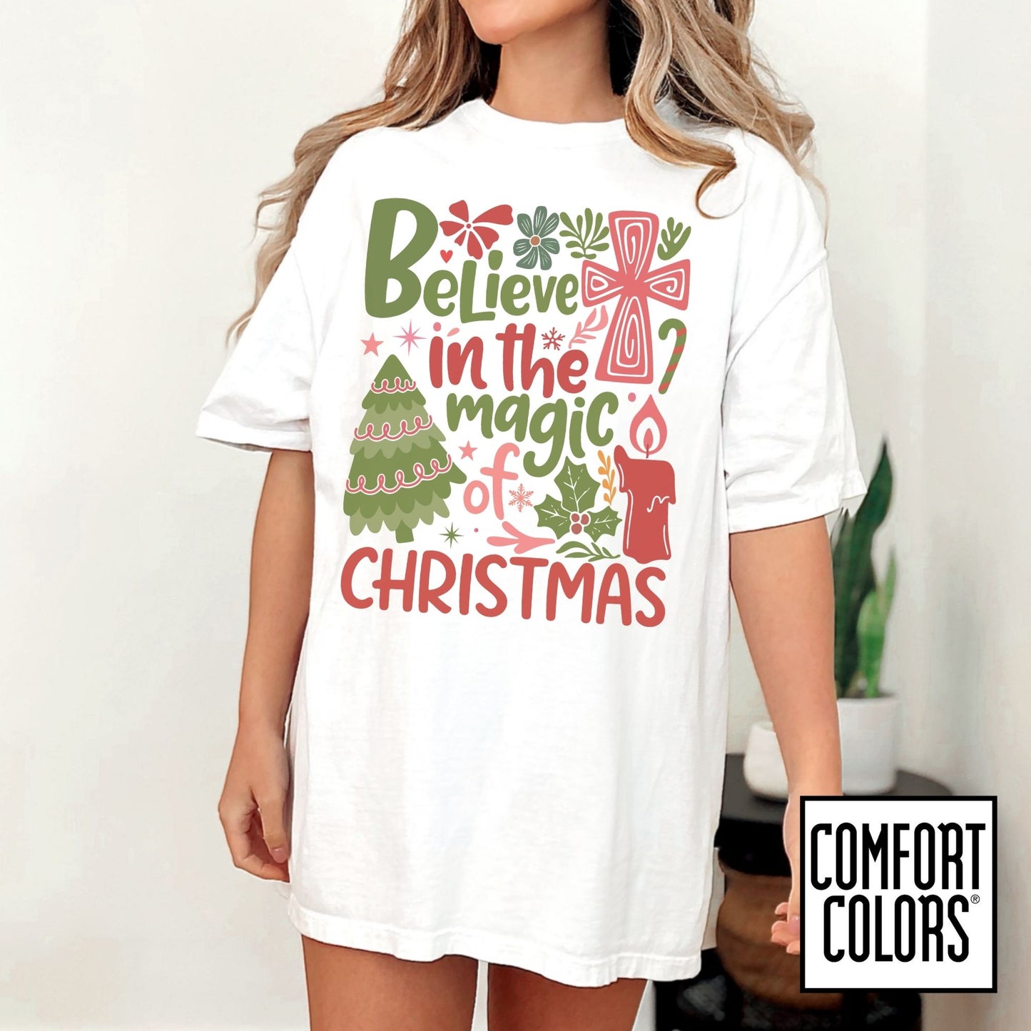Believe in the Magic of Christmas Shirt • Retro Christian Christmas Tee • Comfort Colors® 1717 • Faith Holiday Graphic • Cozy Christmas Aesthetic Top