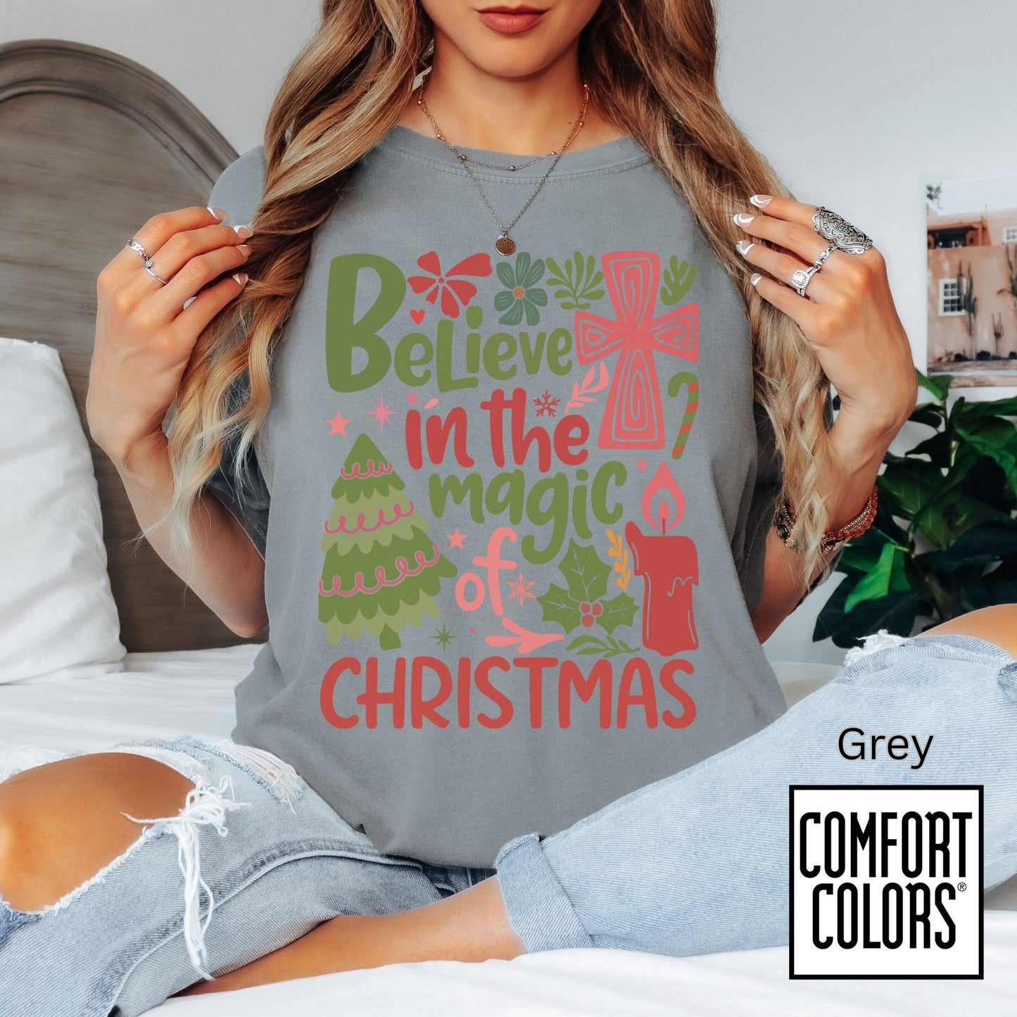 Believe in the Magic of Christmas Shirt • Retro Christian Christmas Tee • Comfort Colors® 1717 • Faith Holiday Graphic • Cozy Christmas Aesthetic Top