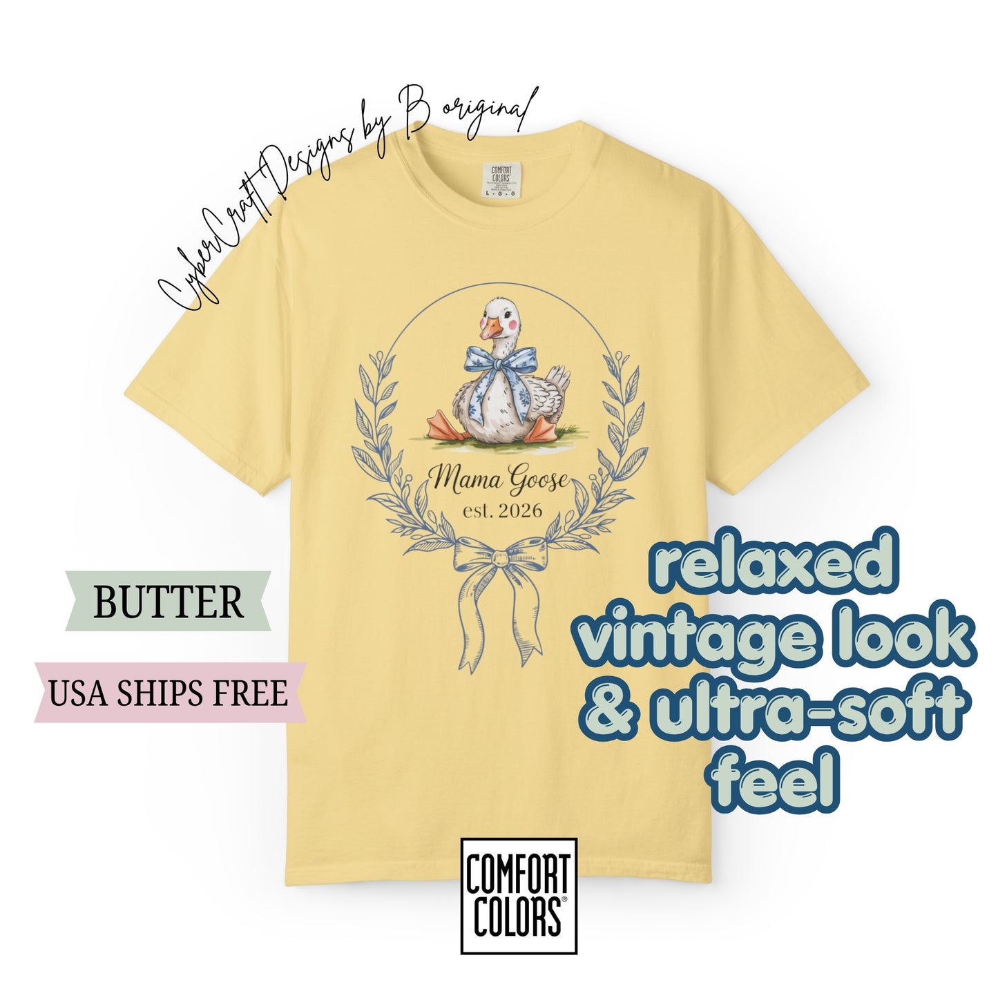 Mama Goose Est. Year T-Shirt | New Mom Pregnancy Announcement
