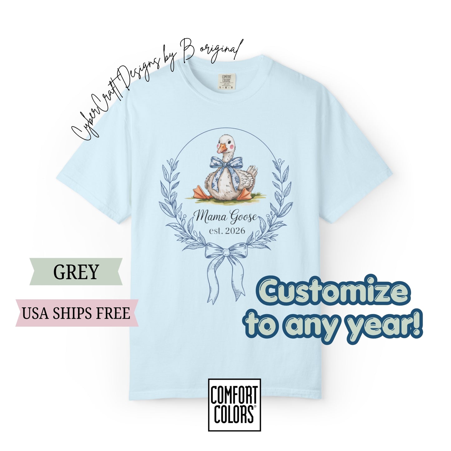 Mama Goose Est. Year T-Shirt | New Mom Pregnancy Announcement