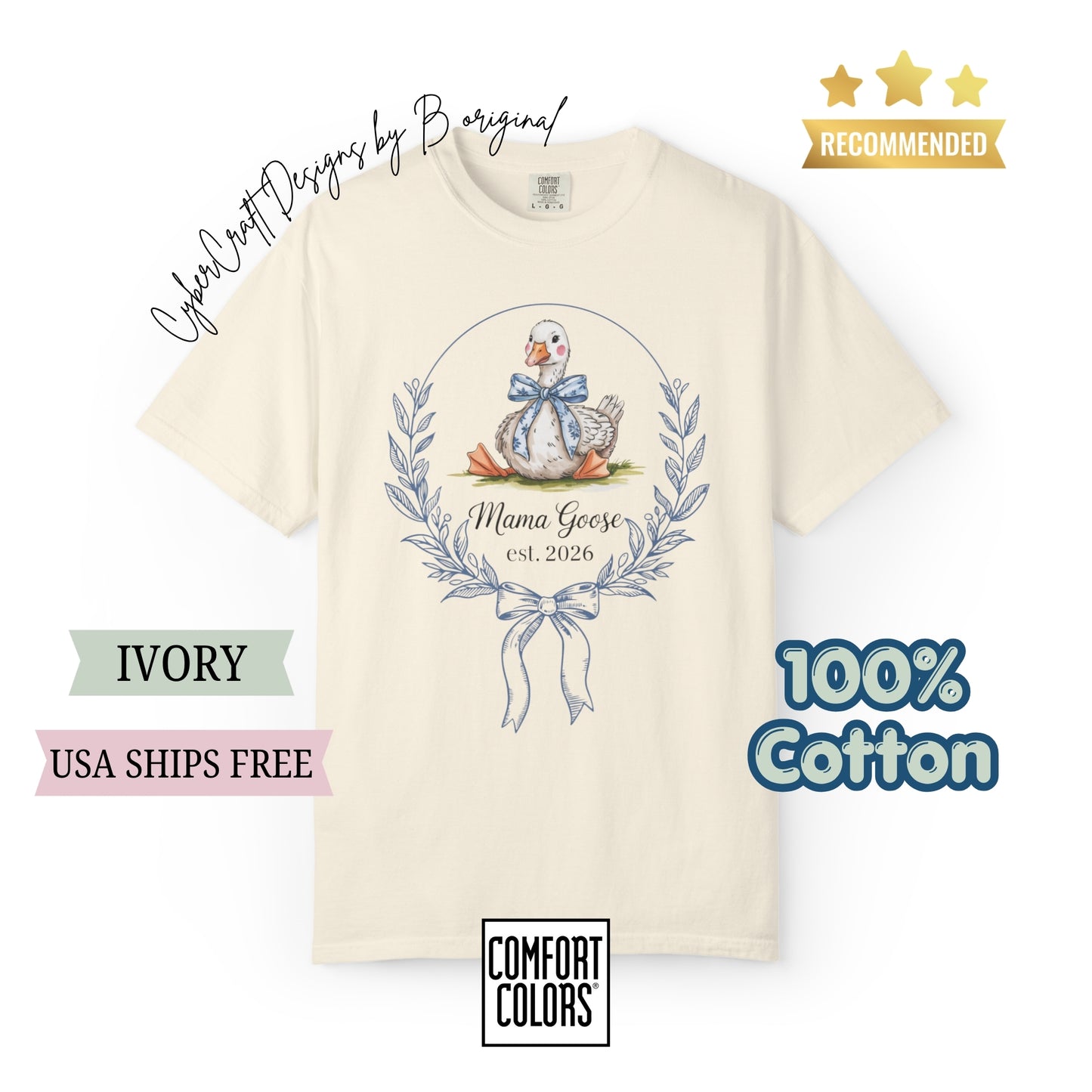 Mama Goose Est. Year T-Shirt | New Mom Pregnancy Announcement
