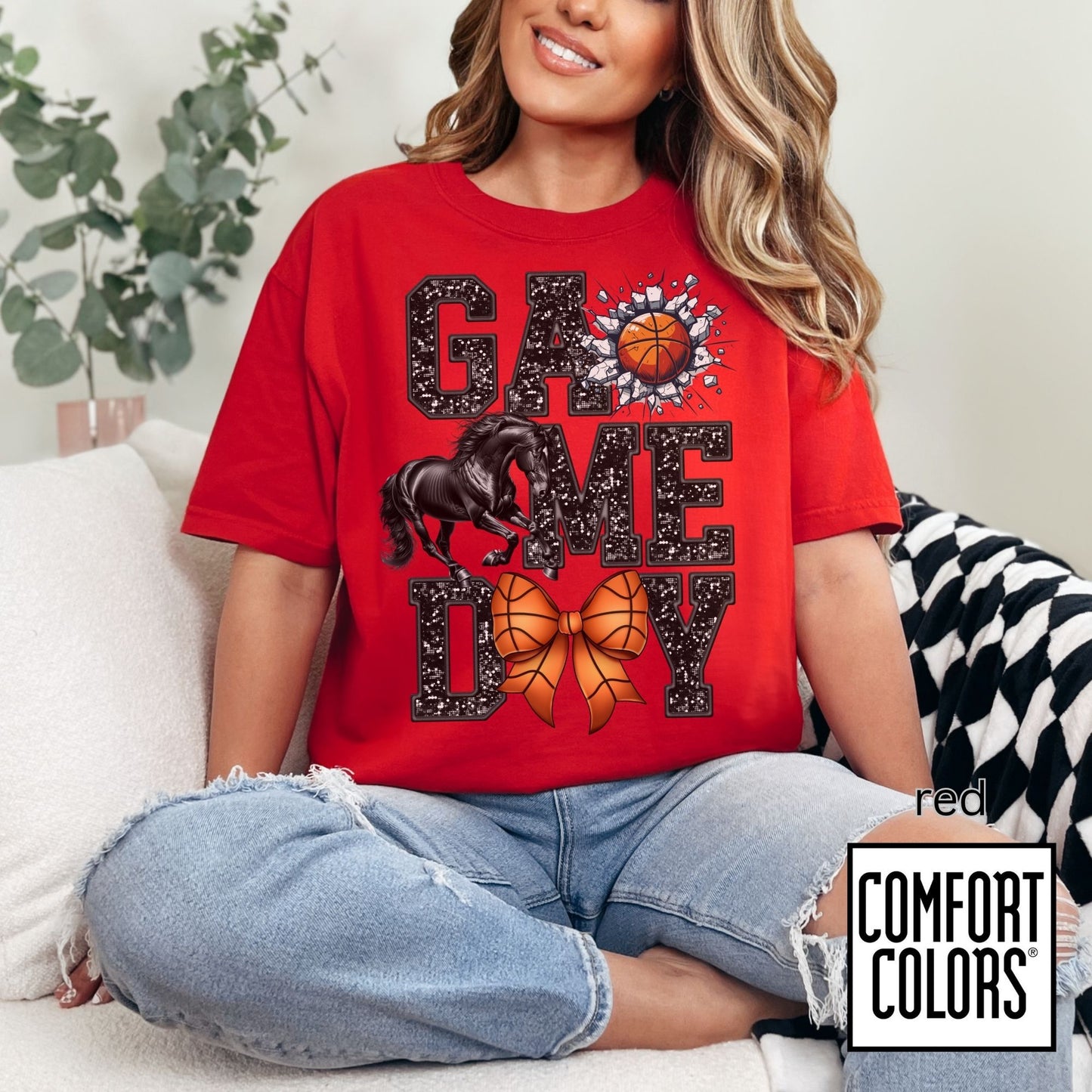 Game Day Basketball Mustangs Tee • Comfort Colors® 1717