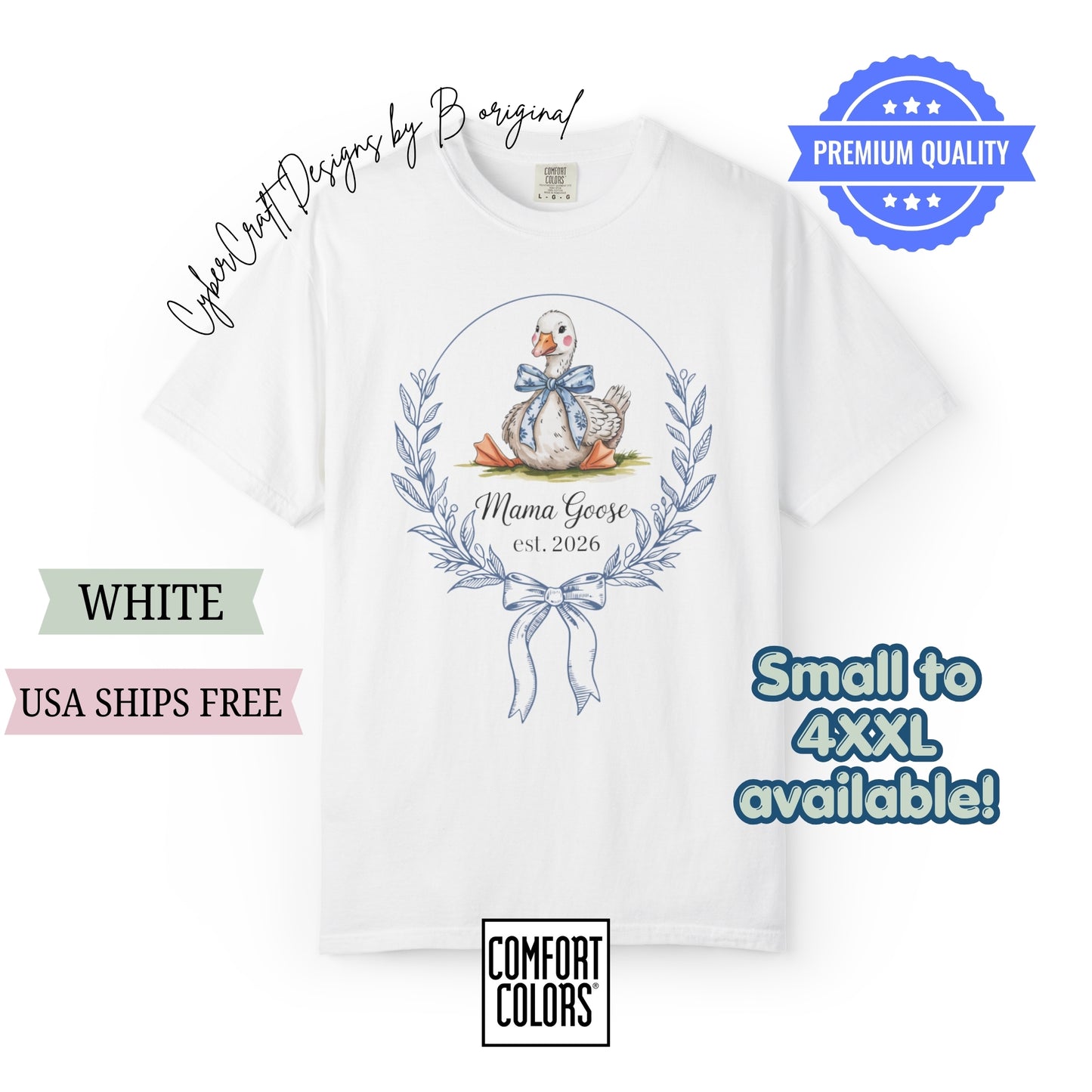 Mama Goose Est. Year T-Shirt | New Mom Pregnancy Announcement