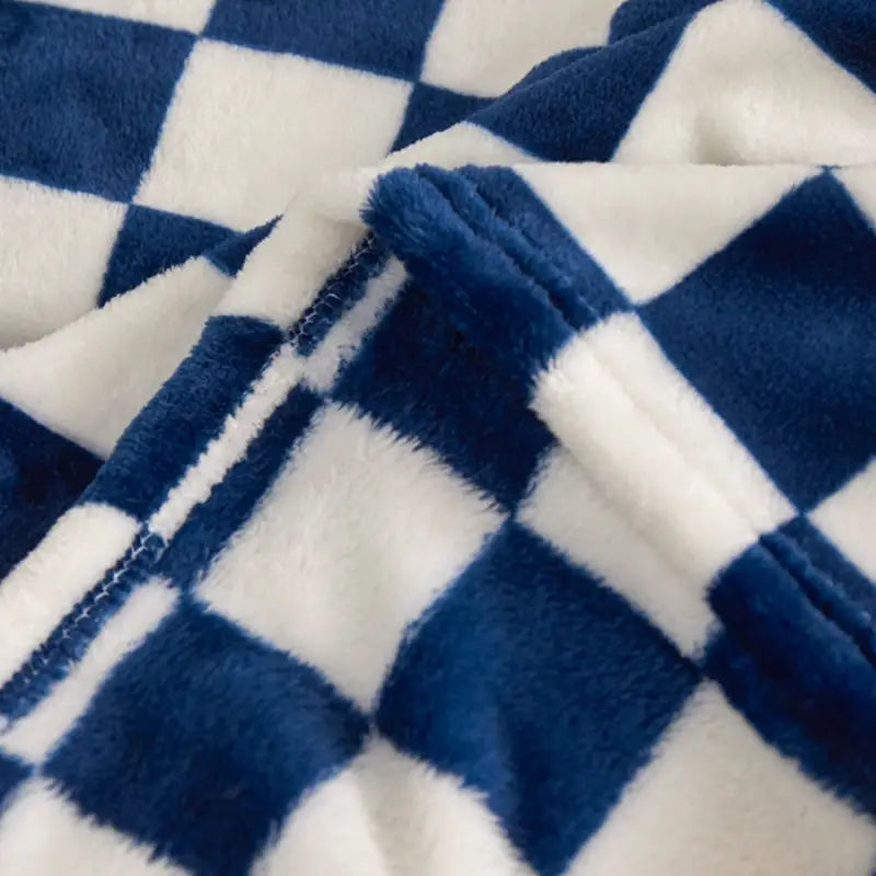 Blue & White Plaid Flannel Blanket – Ultra Soft, Cozy, Stylish
