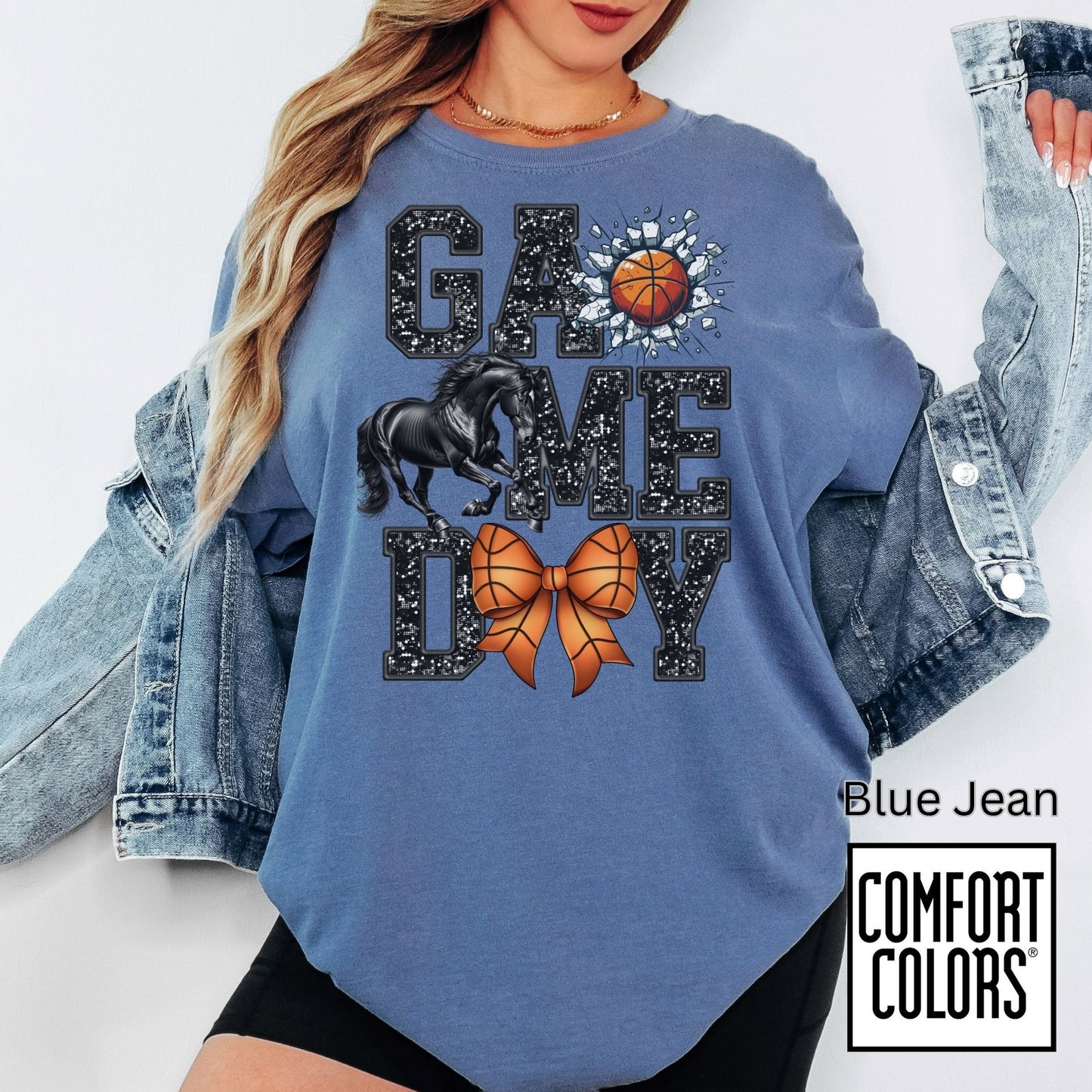 Game Day Basketball Mustangs Tee • Comfort Colors® 1717