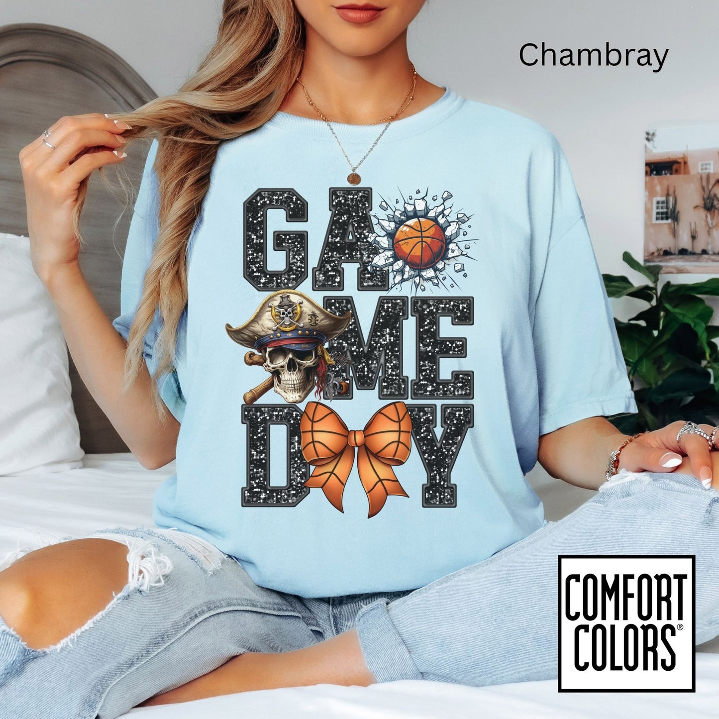 Game Day Basketball Pirate Tee • Comfort Colors® 1717