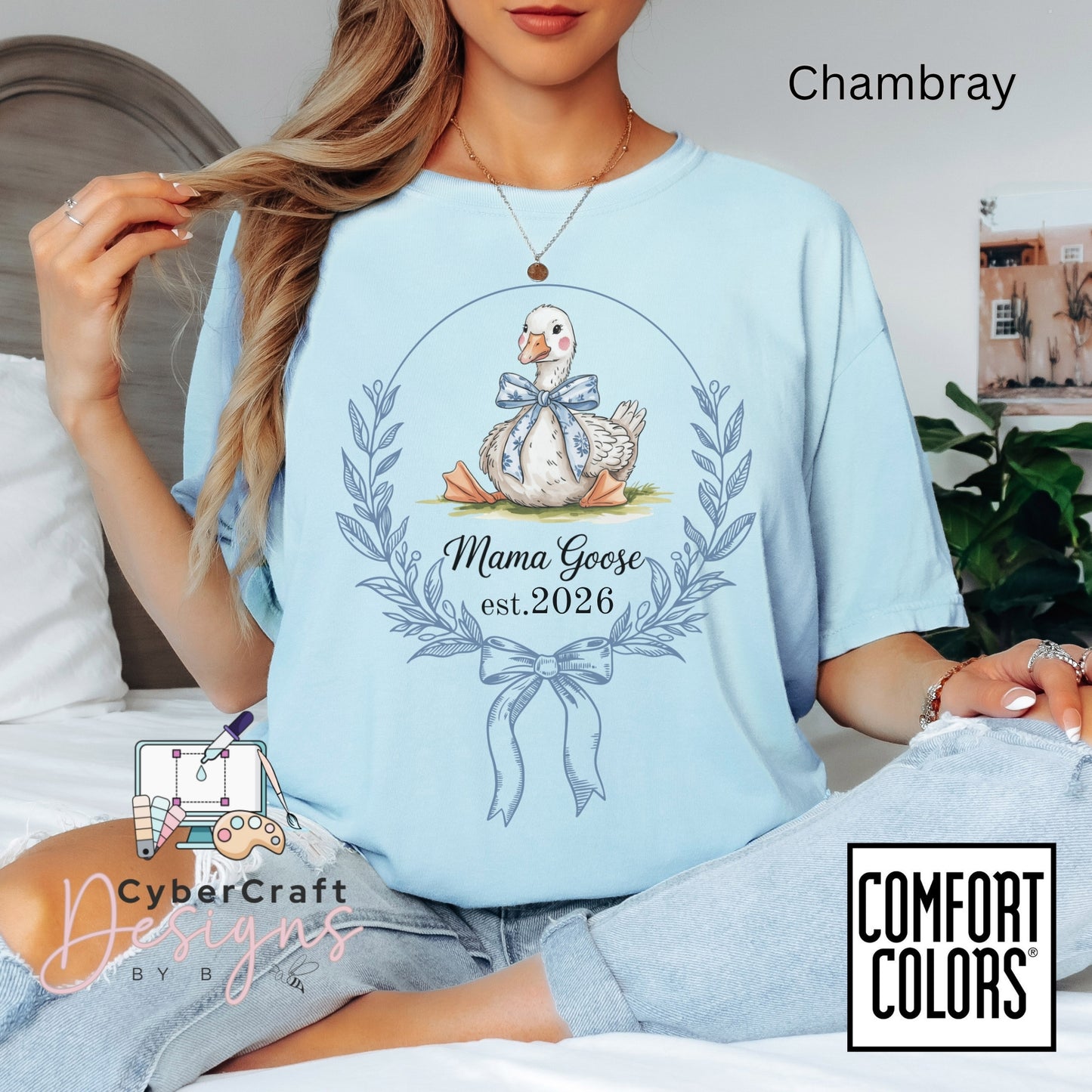 Mama Goose Est. Year T-Shirt | New Mom Pregnancy Announcement