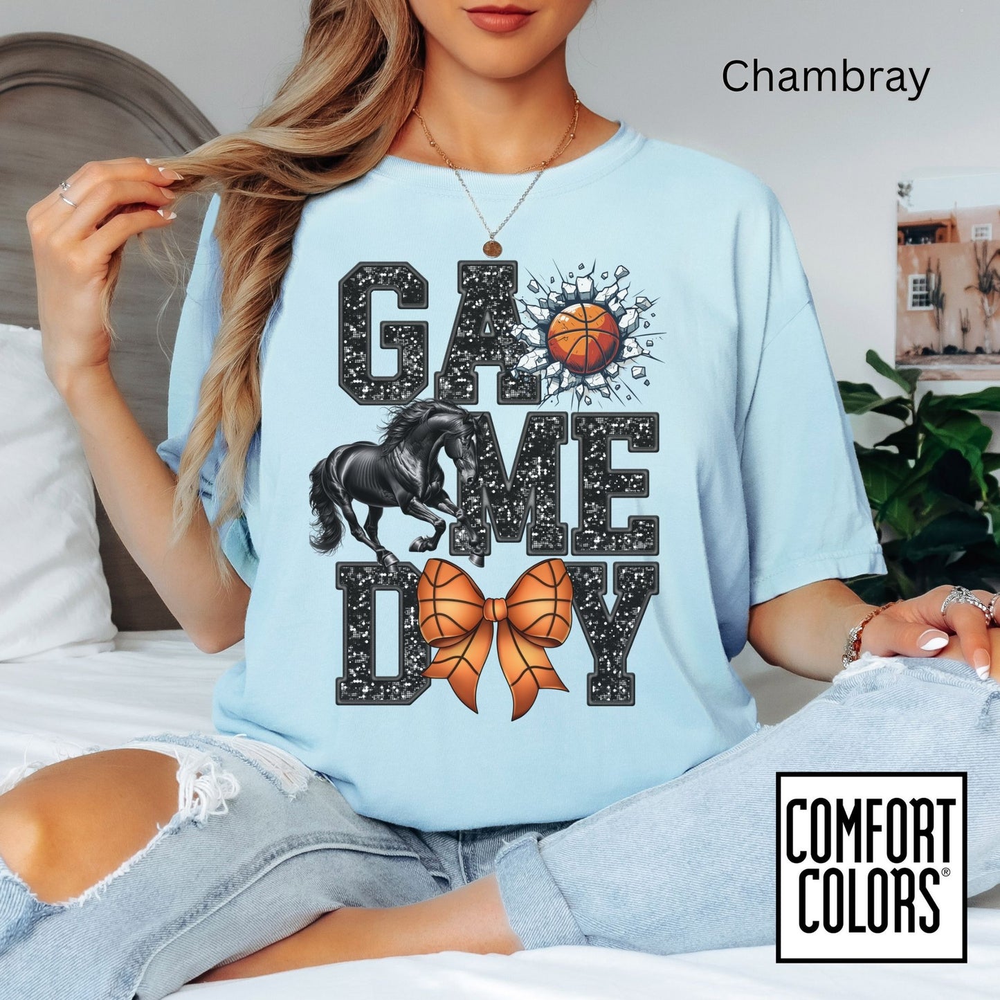 Game Day Basketball Mustangs Tee • Comfort Colors® 1717