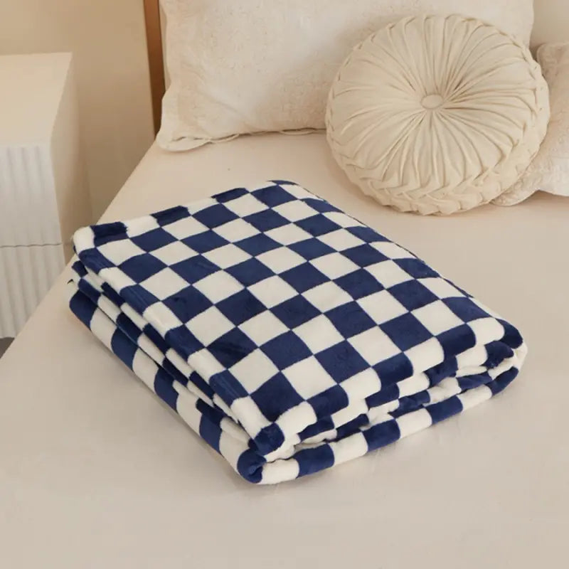 Blue & White Plaid Flannel Blanket – Ultra Soft, Cozy, Stylish