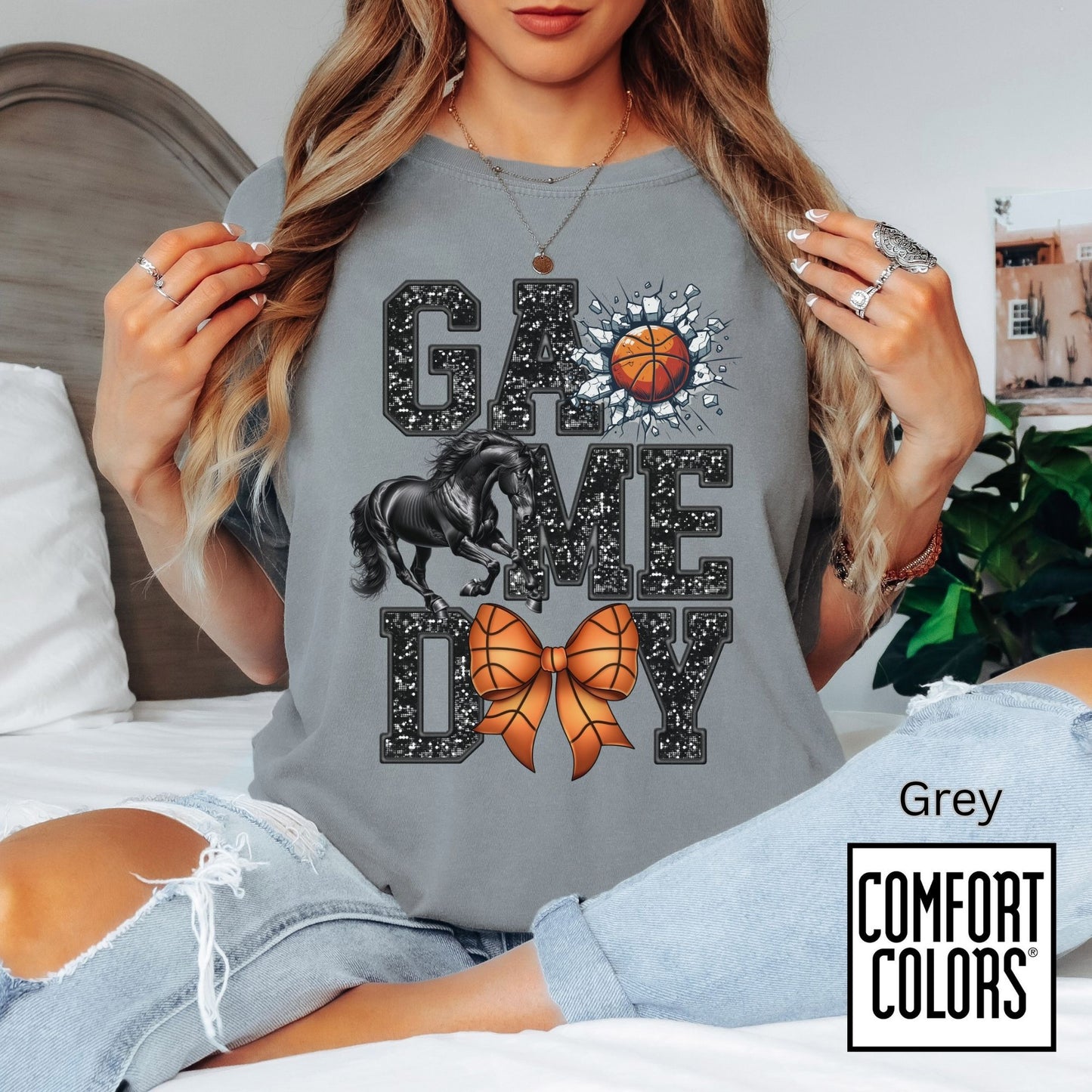 Game Day Basketball Mustangs Tee • Comfort Colors® 1717