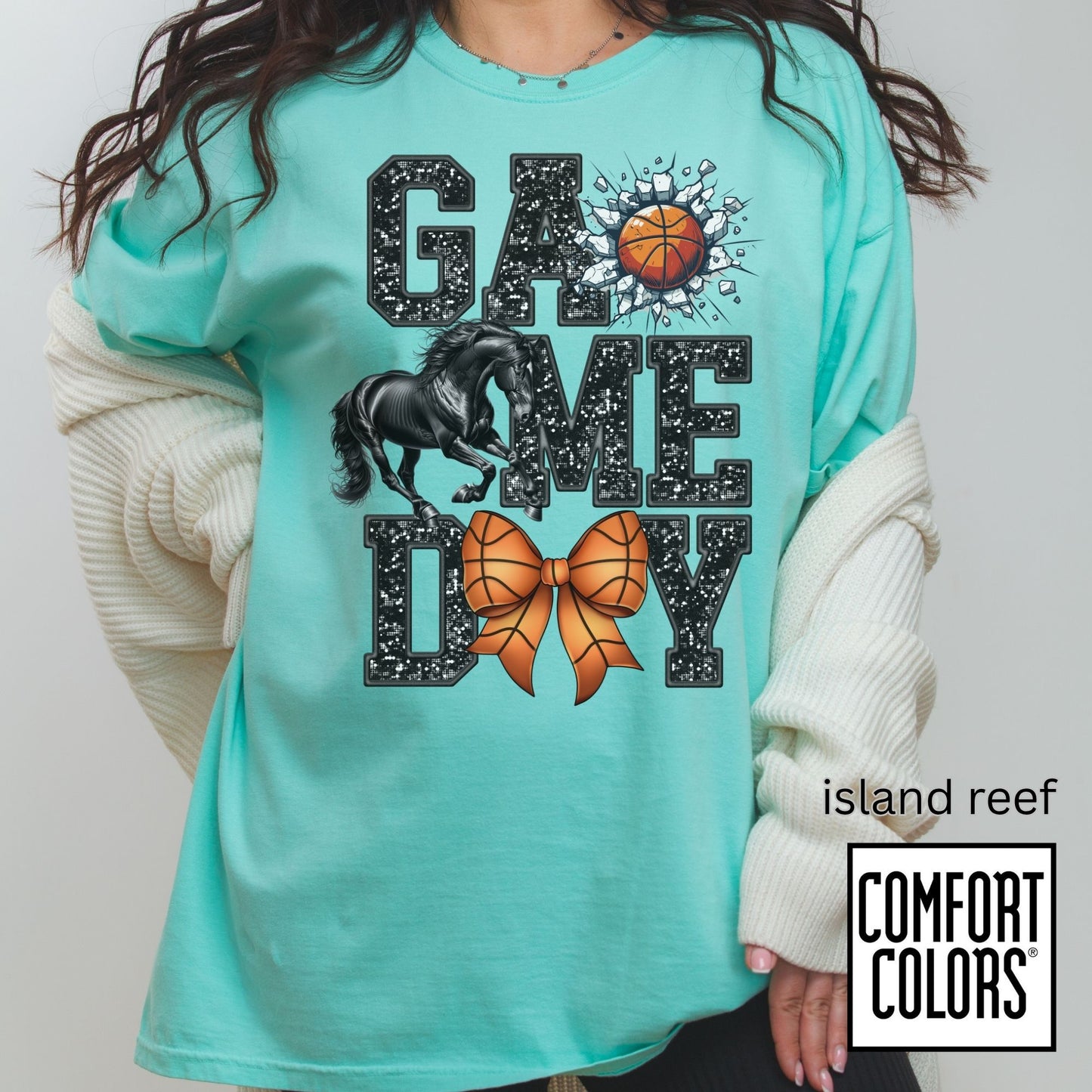 Game Day Basketball Mustangs Tee • Comfort Colors® 1717