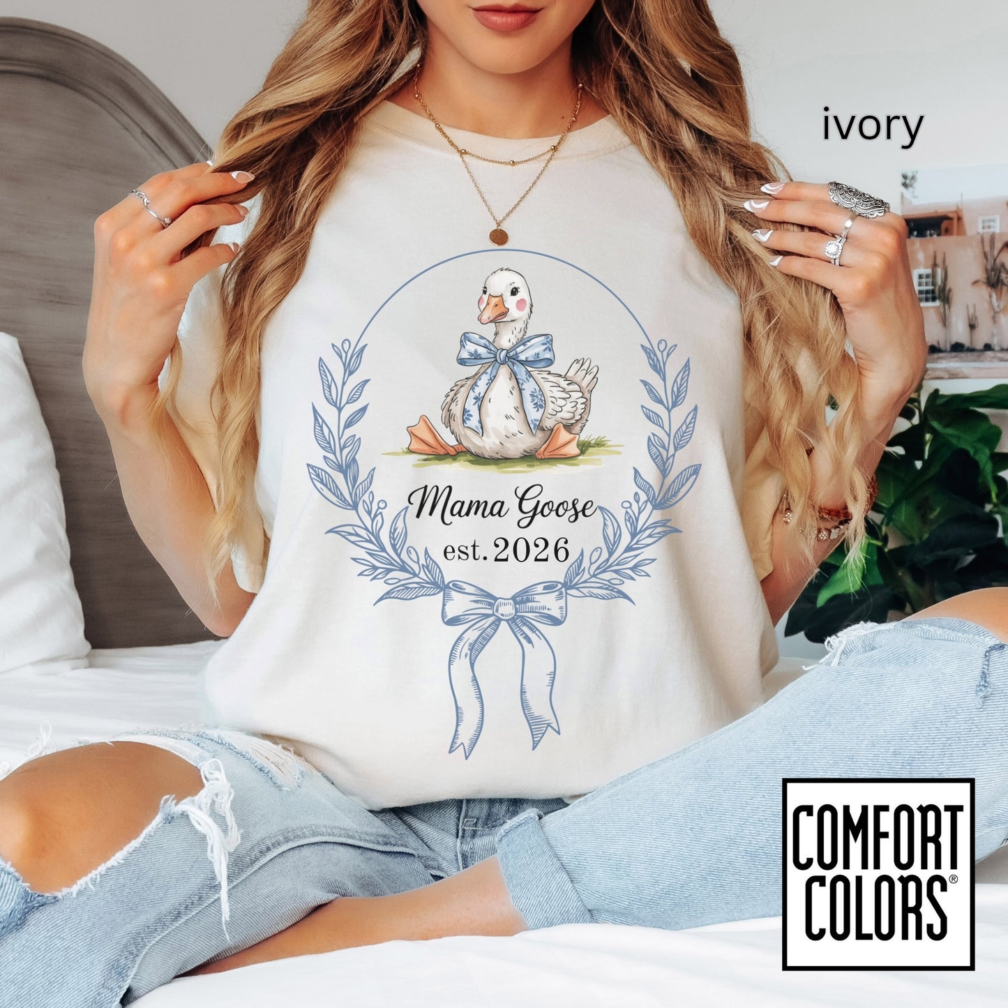 Mama Goose Est. Year T-Shirt | New Mom Pregnancy Announcement