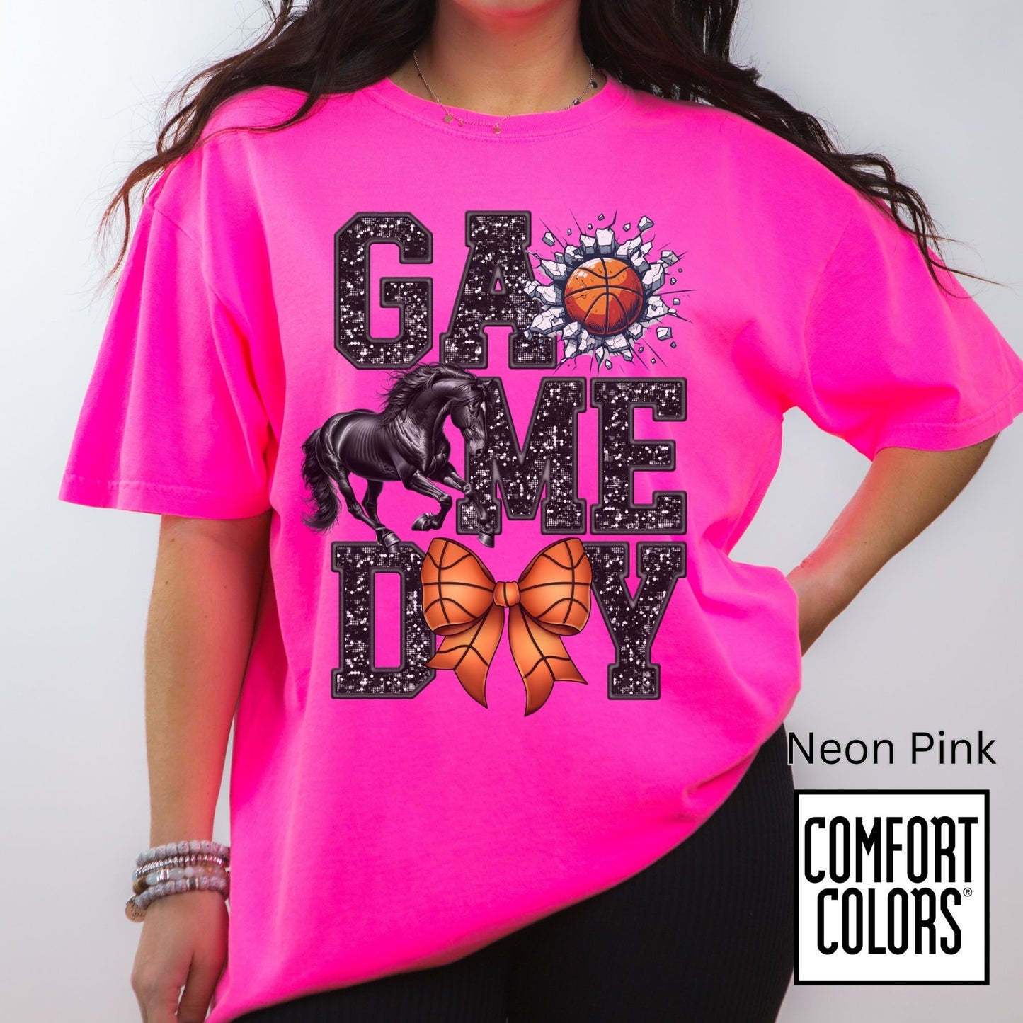 Game Day Basketball Mustangs Tee • Comfort Colors® 1717