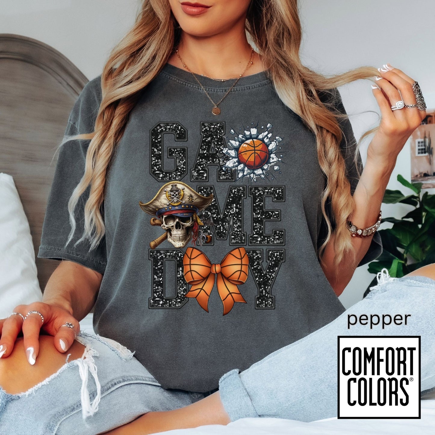 Game Day Basketball Pirate Tee • Comfort Colors® 1717