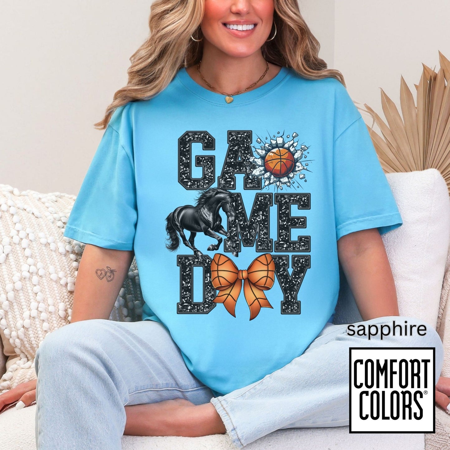 Game Day Basketball Mustangs Tee • Comfort Colors® 1717