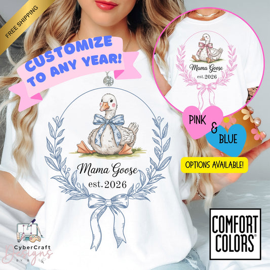 Mama Goose Est. Year T-Shirt | New Mom Pregnancy Announcement