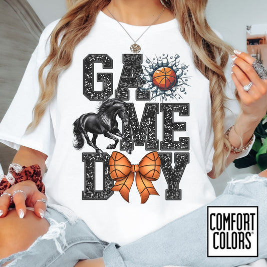 Game Day Basketball Mustangs Tee • Comfort Colors® 1717