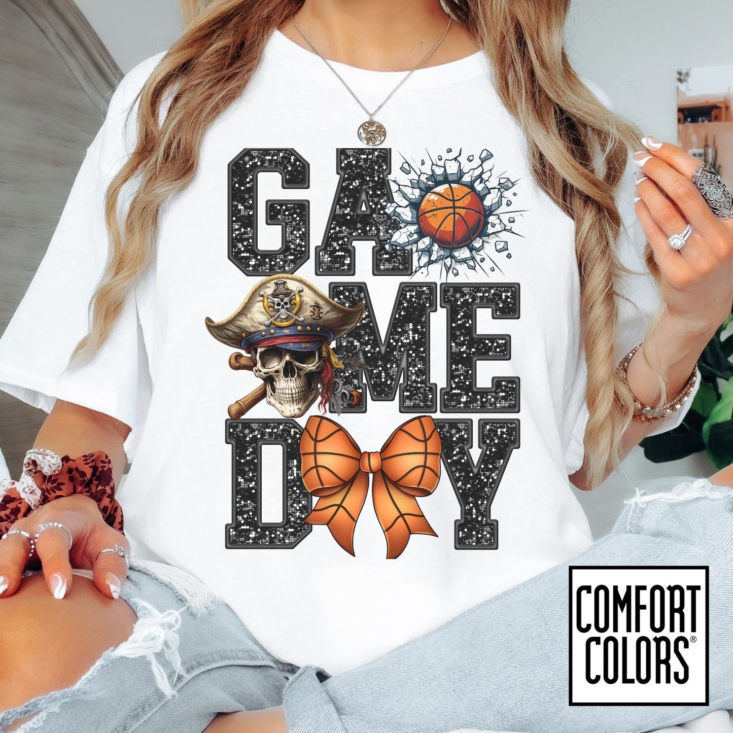 Game Day Basketball Pirate Tee • Comfort Colors® 1717